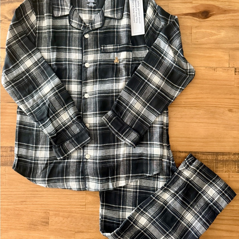 Gap Kids Recycled Flannel Black Plaid PJ SET